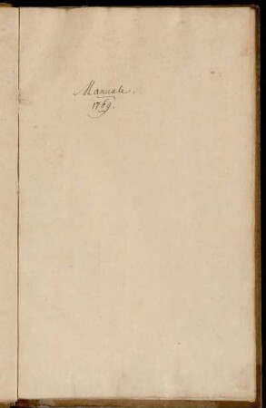 Manuale. 1769., Göttingen, 1769 : Manual 1769