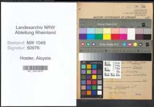 Entnazifizierung Aloysia Hoster , geb. 12.04.1911 (Lehrerin)