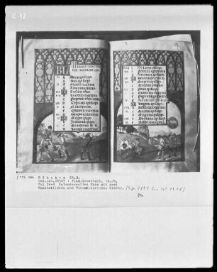 Flämisches Gebetbuch — Kalendar, Folio 1verso-13recto — Buchseite März mit Monatsbild - Umgraben, Folio 3verso