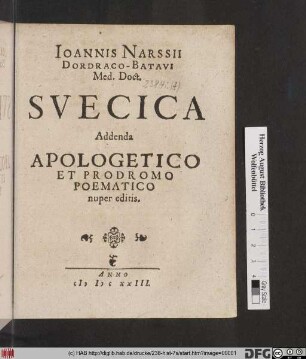Joannis Narssii Dodraco-Batavi Med. Doct. Suecica