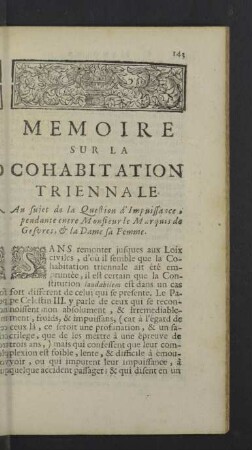 Memoire sur la cohabitation triennale
