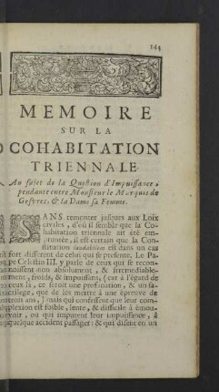 Memoire sur la cohabitation triennale