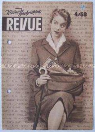 Propagandistisches Unterhaltungsblatt aus der DDR für Bevölkerung der Bundesrepublik und West-Berlins "Kleine Nachrichten Revue" u.a. über Fließbandarbeit beim Grundig-Konzern