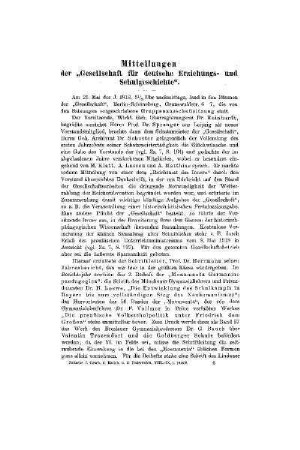 Mitteilungen der Gesellschaft für deutsche Erziehungs- und Schulgeschichte
