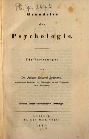 Grundriss der Psychologie : Für Vorlesungen