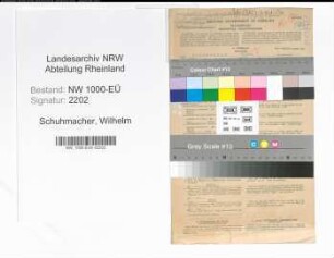 Entnazifizierung Wilhelm Schumacher, geb. 27.08.1893 (Polizeibeamter)