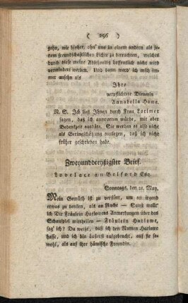 Zweyunddreyßigster Brief. Lovelace an Belford Esq. - Vierunddreyßigster Brief. Clarissa an Fräulein Howe.