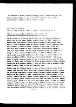 Die Frau im gesellschaftlichen Arbeitsprozeß