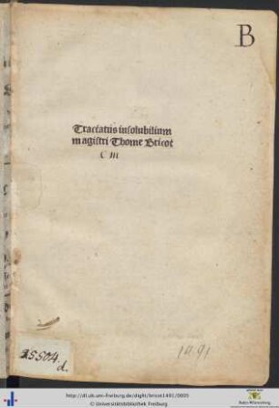 Tractatus insolubilium magistri Thome Bricot