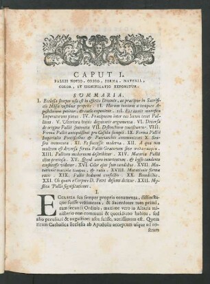 Caput I. Pallii Notio, Origo, Forma, Materia, Color, Et Significatio Exponitur