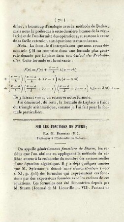 Sur les fonctions de sturm-