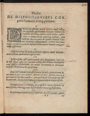Theses De Dispositionibus Corporis humani, eiusq[ue] partium.