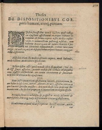 Theses De Dispositionibus Corporis humani, eiusq[ue] partium.