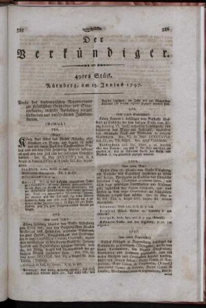 49tes Stück. Nürnberg, am 13. Junius 1797