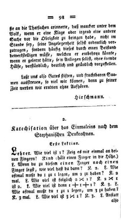 Katechisation über das Einmaleins nach dem Stephanischen Denkrechnen