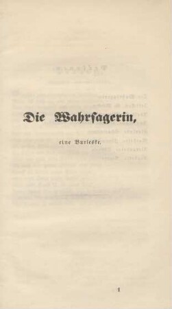 Die Wahrsagerin, eine Burleske