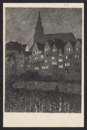 419, Tübingen. Neckarseite der Altstadt.