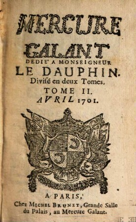 Le mercure galant. 1701, 4, Pt. 2
