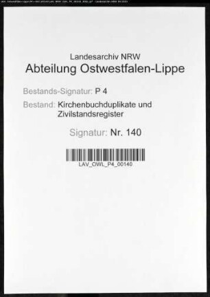 Zivilstandsregister von Hörde (A 1812). (Gemeinde: Hörde, Stadt Dortmund)