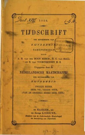 Tijdschrift ter bevordering van nijverheid. 22,2. 1859 = Reeks 2, Deel 7