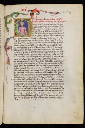 Initiale C: König Rudolf mit Szepter und Reichsapfel