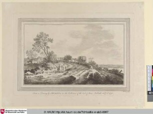 [Eine Landstraße mit zwei Wagen; A country road with two carriages]