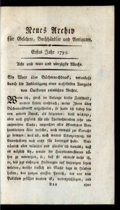 Acht und neun und vierzigste Woche