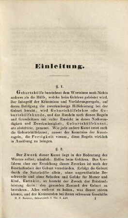 Lehrbuch der Geburtshülfe, 1. Physiologie und Diätetik der Geburt