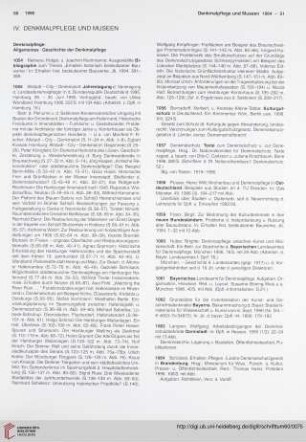 IV. Denkmalpflege und Museen