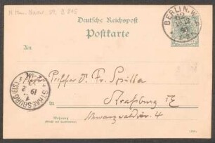 Postkarte an Friedrich Spitta : 18.12.1893