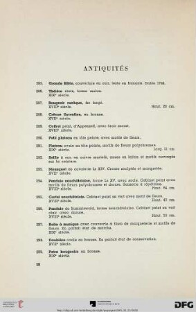 Antiquités (Nr. 285-336)