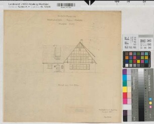 Neheim (Arnsberg) Waldarbeitsschule Mosfelde Baubestand Südostansicht 1954 1 : 100 42 x 47 Pause Staatshochbauamt Arnsberg