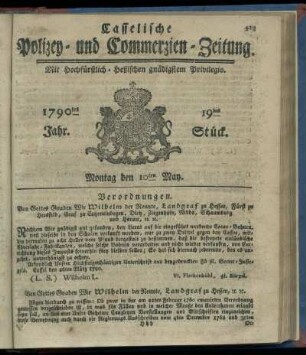 19tes Stueck, Montag den 10ten May. 1790