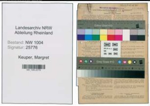Entnazifizierung Margret Keuper , geb. 13.07.1901 ()