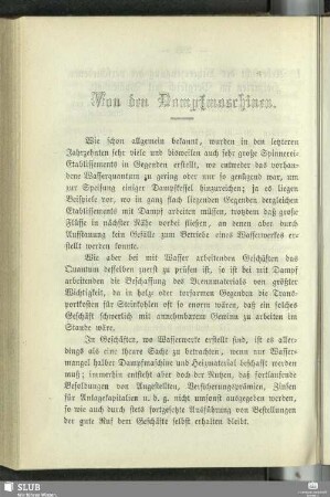 Von den Dampfmaschinen