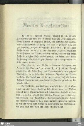 Von den Dampfmaschinen