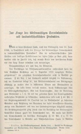 349-367 Zur Frage des börsenmäßigen Terminhandels mit landwirtschaftlichen Produkten