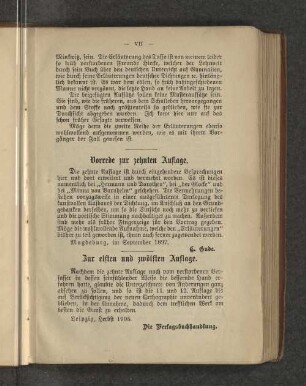 Zur elften und zwölften Auflage.