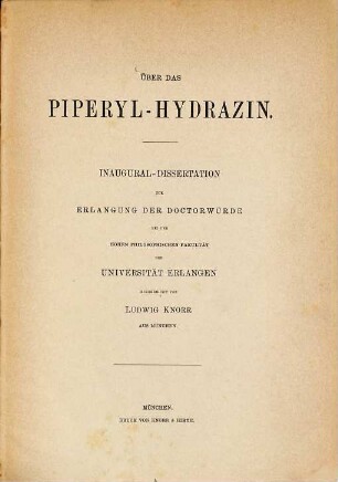 Über das Piperyl-Hydrazin
