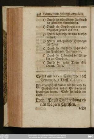 Epistel am XXVII. Sonntage nach Trinitatis. 1 Thess. V, 1 - 11.
