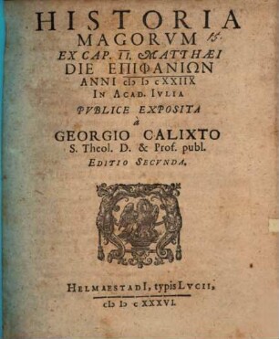 Historia Magorvm Ex Cap. II. Matthaei