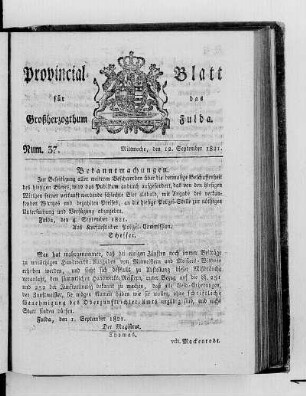 Num. 37, Ausgabe vom 12. September 1821