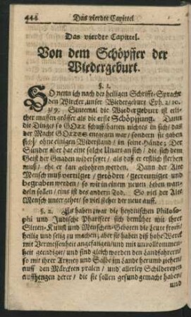 Das vierdte Capittel. Von dem Schöpffer der Wiedergeburt.