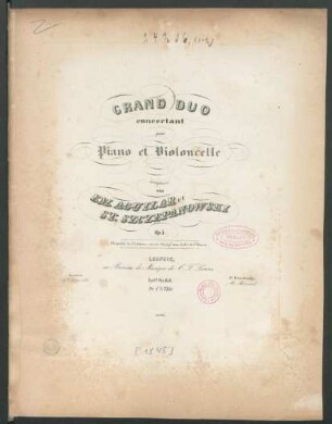 Grand Duo concertant pour Piano et violoncelle : Op. 1