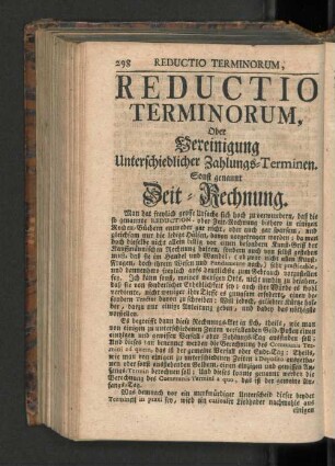 Reductio Terminorum, oder Vereinigung Unerschiedlicher Zahlungs-Terminen.