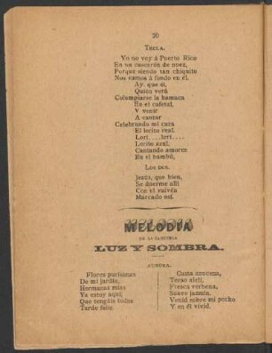 Melodía de la zarzuela "Luz y sombra".