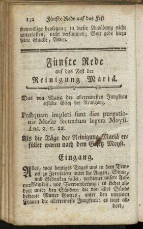 Fünfte Rede auf das Fest die Reinigung Mariä