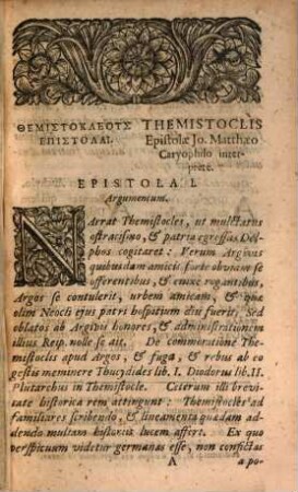 Themistokleus Epistolai : = Themistoclis Epistolæ : Græce et Latine