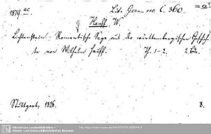 Literatura Germanica recentior C 0360: Literatura Germanica recentior C 0360