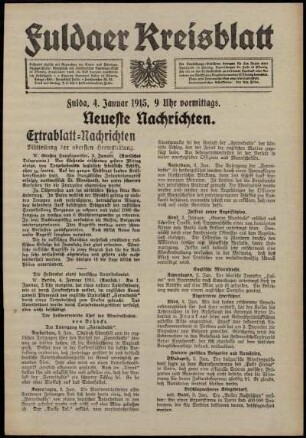 Erste Ausgabe vom Montag, den 04. Januar 1915.